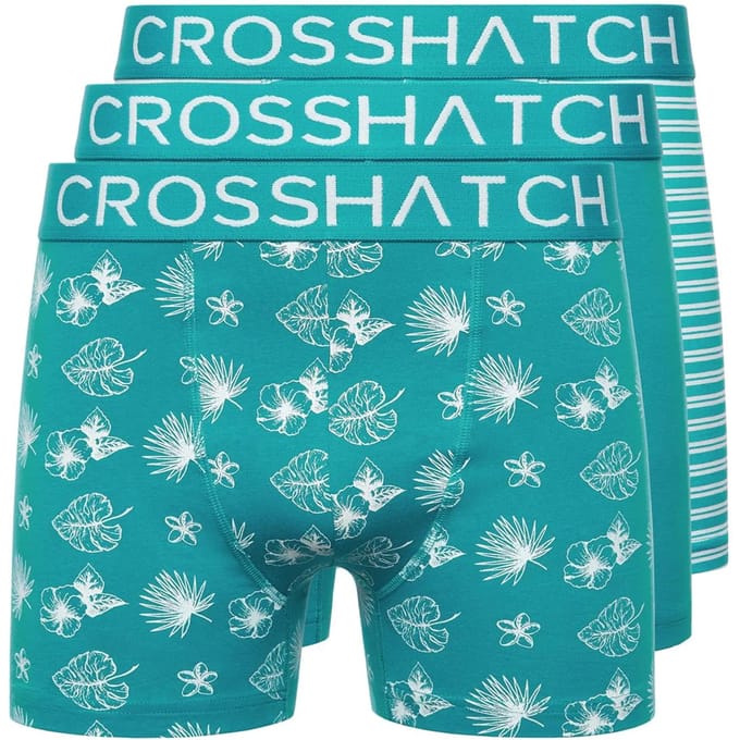 Crosshatch Heren Hovland Boxershorts (Set van 3) (Tropisch Groen)