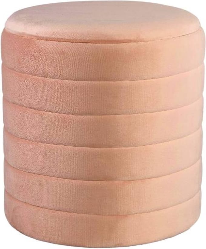 PTMD Donut Velvet taupe round pouf