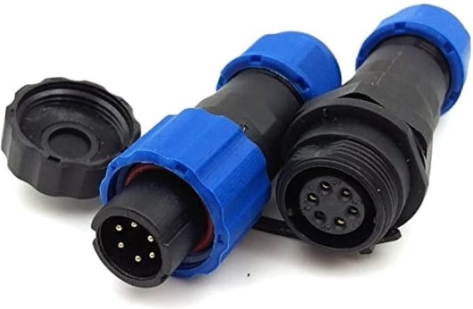 Male + Female - waterdichte kabelverbinder - 6 aderig - IP68
