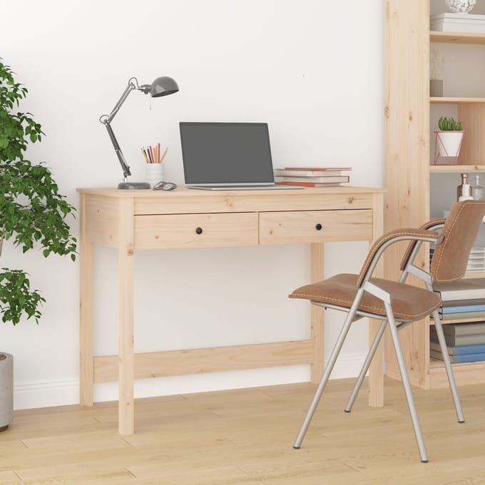 vidaXL - Bureau - met - lades - 100x50x78 - cm - massief - grenenhout
