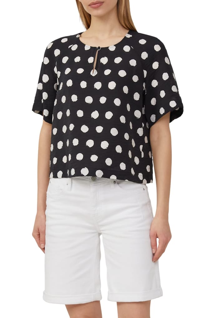 s.Oliver - female - Kortere blouse van een gestructureerde viscosemix