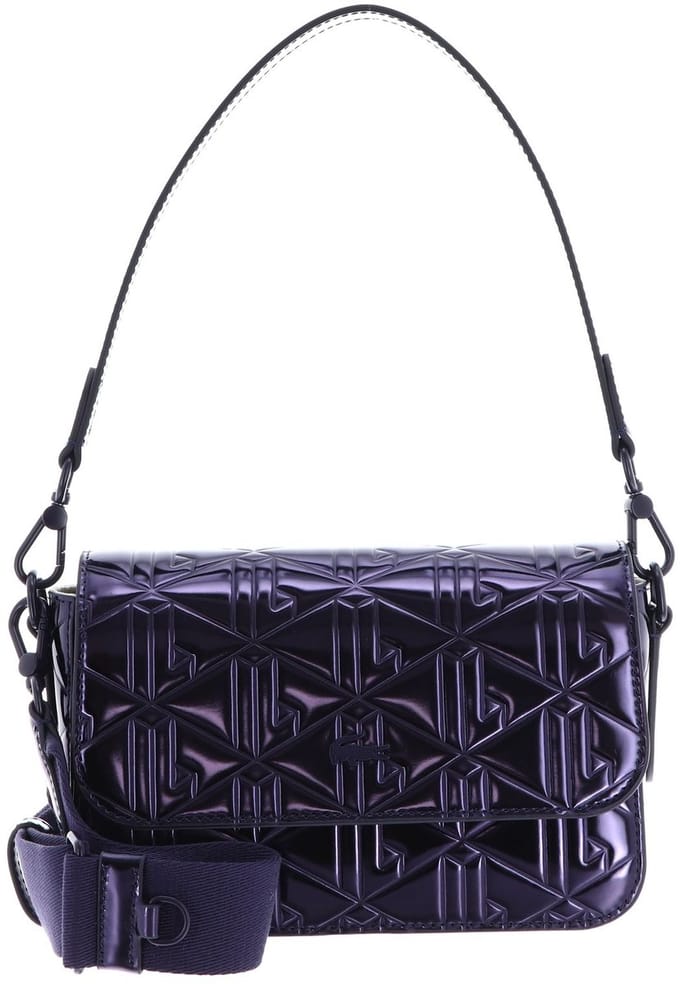 LACOSTE Leren schoudertas Flap Crossover Bag Shiny Dark Blue donkerpaars