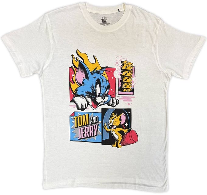 Tom & Jerry - Pop Art Heren Tshirt - S - Wit