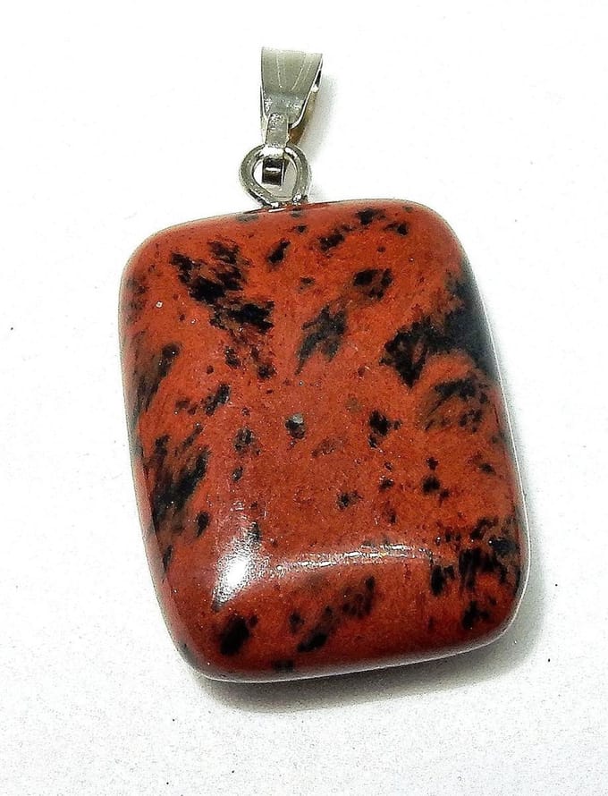 Platte edelsteen hanger  Mahonie Obsidiaan