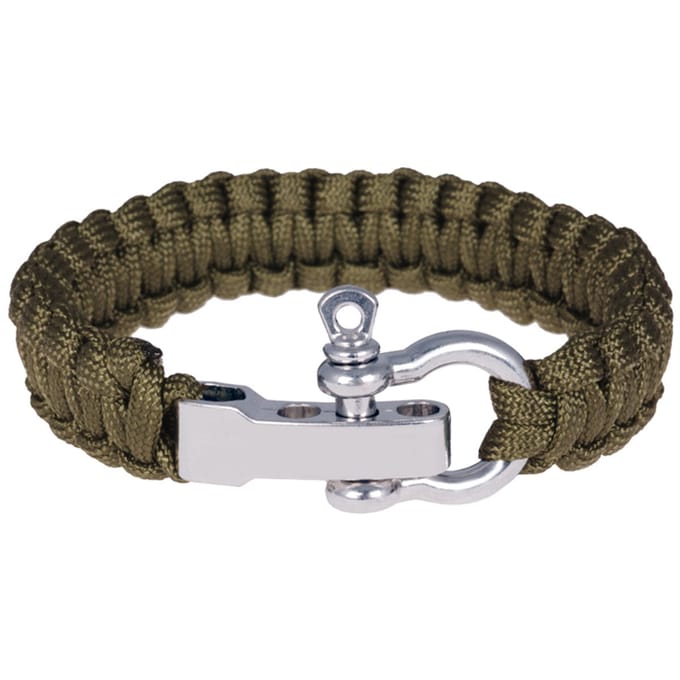 Paracord armband Legergroen met Zilverkleurig