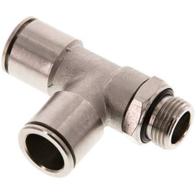 14mm x G3/8'' rechte hoek T-stuk Messing Insteekfitting Buitendraad Draaibaar NBR