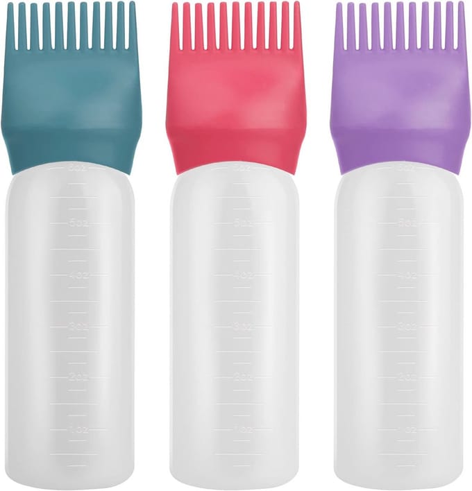 Haarverf Applicator Fles met Wortelkam - 3 Pack - 6oz - Dubbele Kleur