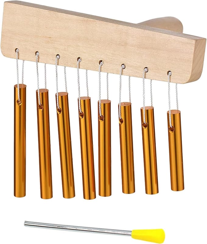 Hand Klokkenspel - Percussie Instrument - Ontspanning Muziek - Hout Metaal - 25x17cm - Goud