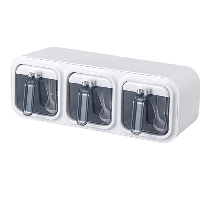 Zelfklevende Wandgemonteerde Kruidenbox Set Plastic Wit Keuken Wandgemonteerde Kruidenbox Organizer white