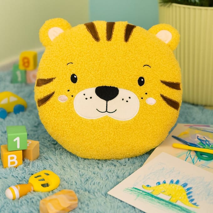 TIGER - sierkussen Ø30 cm - tijger - rond - geel
