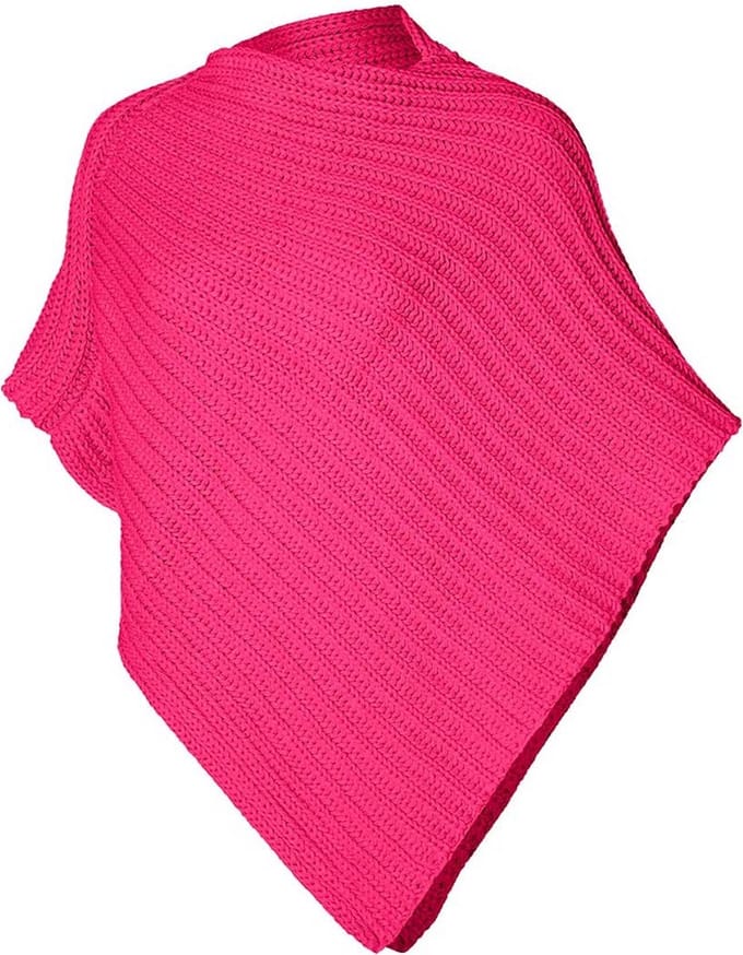 Gebreide poncho fluor roze