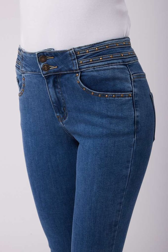 Broek Toxik3 hoge taille met studs en 2 knopen