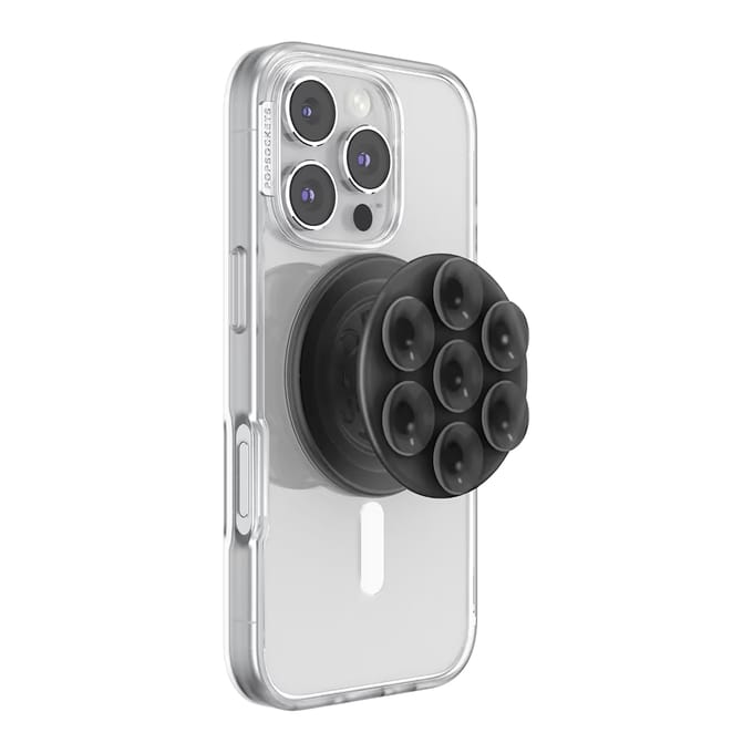 PopSockets Suck-Up Grip & Mount - met Magnetische Ring Zuignap - Translucent Black