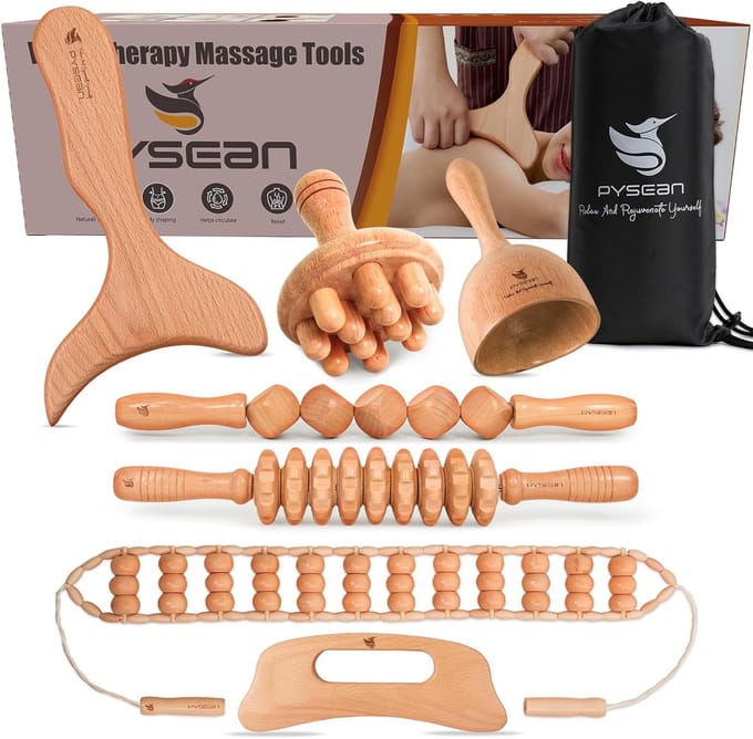 Massagekit Houttherapie - Lymfedrainage Set - Lichaamsvorming Ontspanning - 7-delige set - 40 cm