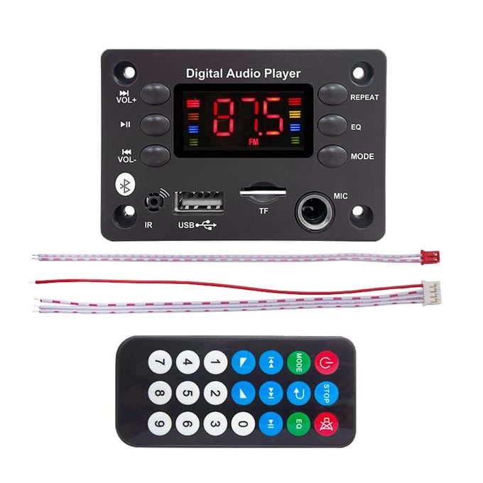 DC 5V 12V Bluetooth 5.0 Decoder Board Auto Handsfree Audio Modules USB TF FM Radio Mp3 Muziekspeler black