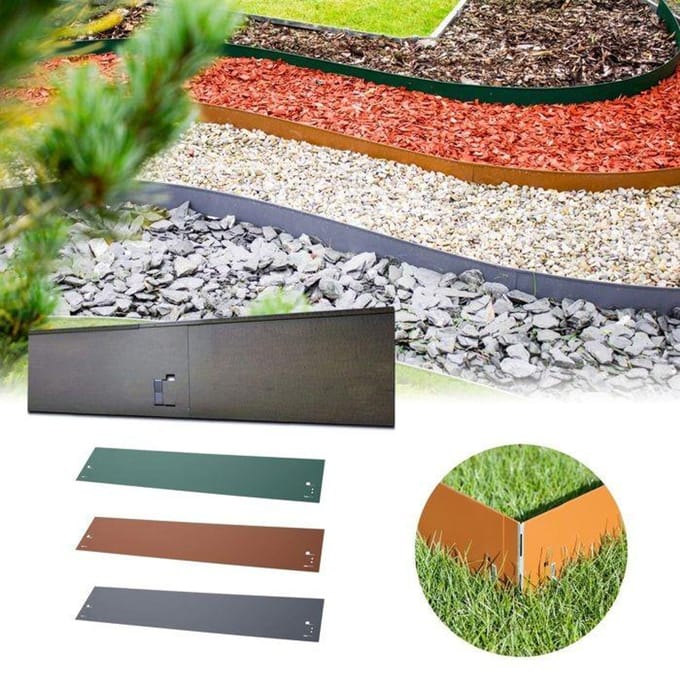 Borderrand metaal 18,5 cm x 120 cm | Gazonrand | Kantopsluiting, kleurloos