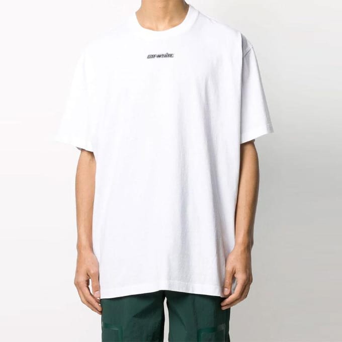 Off-White Marker Korte Mouw Overhemd Wit/Blauw Heren Tops OMAA038E20JER0020145 M gray