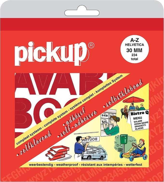 Pickup plakletters boekje Helvetica rood - 30 mm