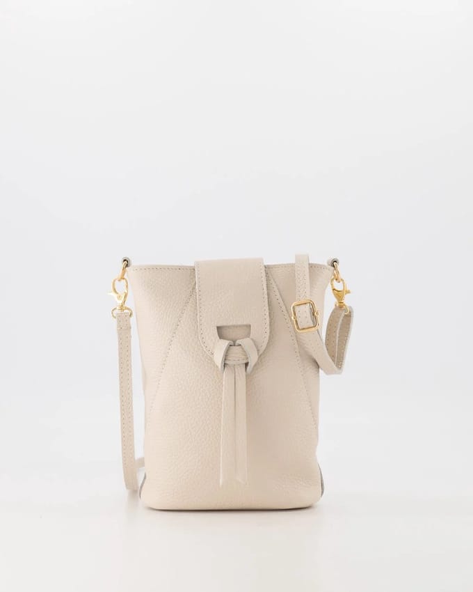 tasje - leer -klein- ecru- crossbody