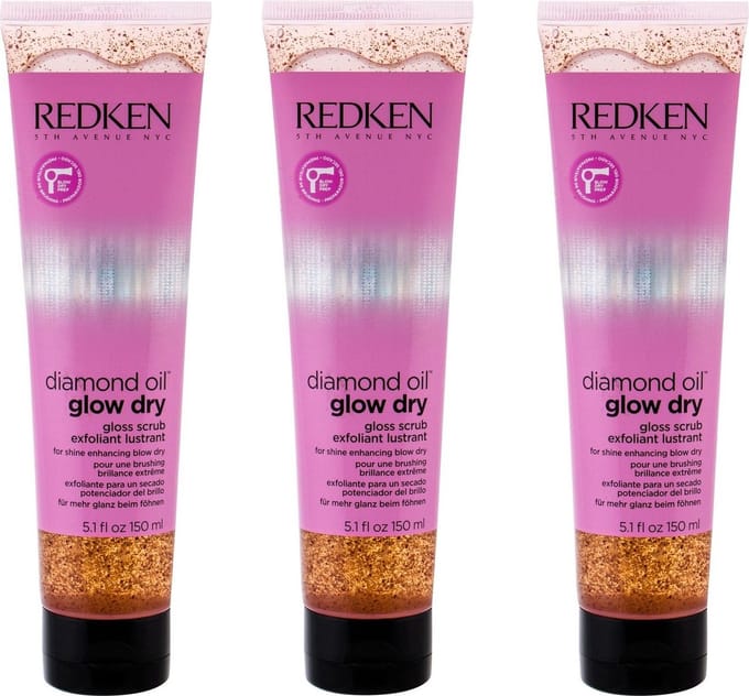 Redken diamond oil glow dry gloss scrub 3 x 150ml