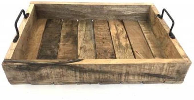 Dienblad - mangohout - 45x30cm - handgemaakt - met handgrepen