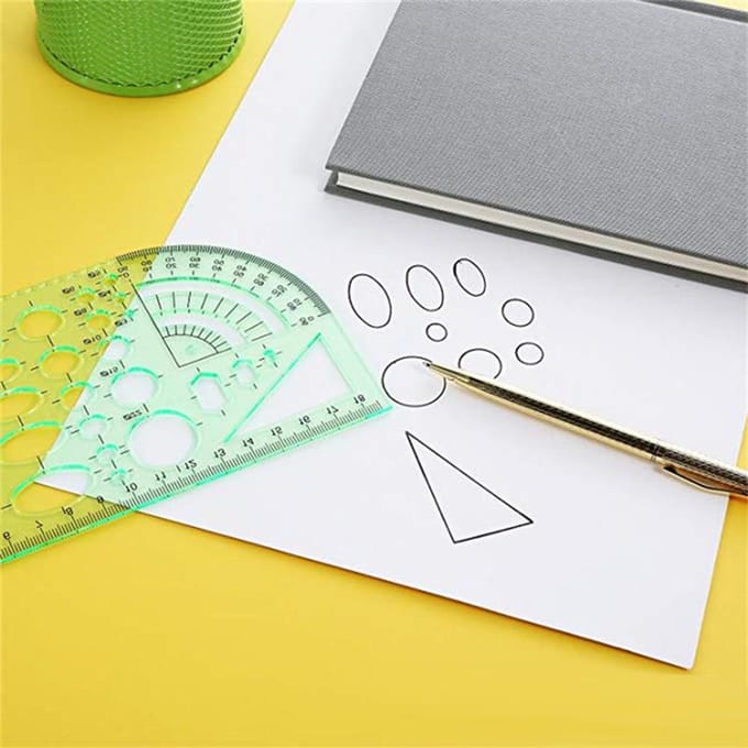 6 Pièces Modèles de Dessin Coffrage de Bâtiment Design Géométrique Meubles de Bureau Dessin Modèle de Mesure Règle pour vert