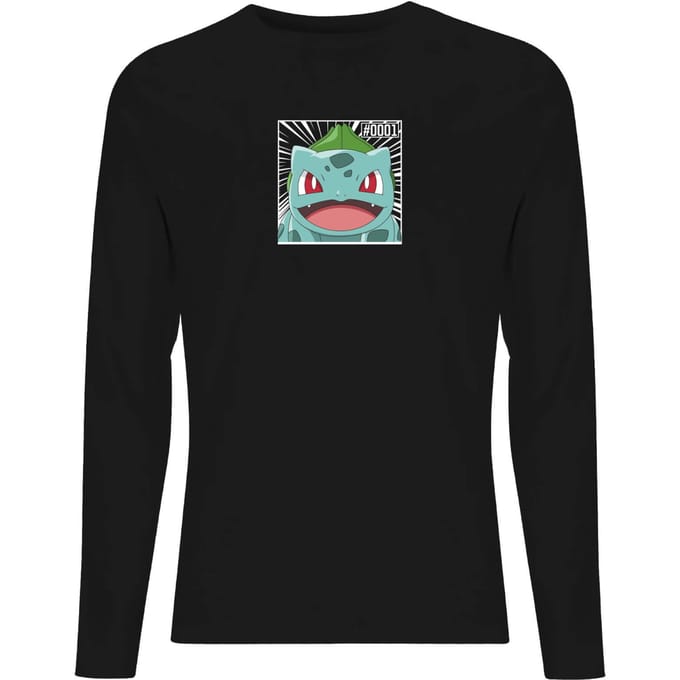 Pokémon Pokédex Bulbasaur #0001 Men's Long Sleeve T-Shirt - Black - M