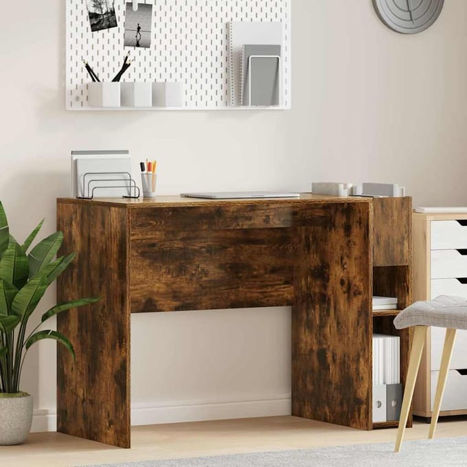 vidaXL - Bureau - Rook - Eiken - Bewerkt - hout - 109 - x - 50 - x - 78 - cm