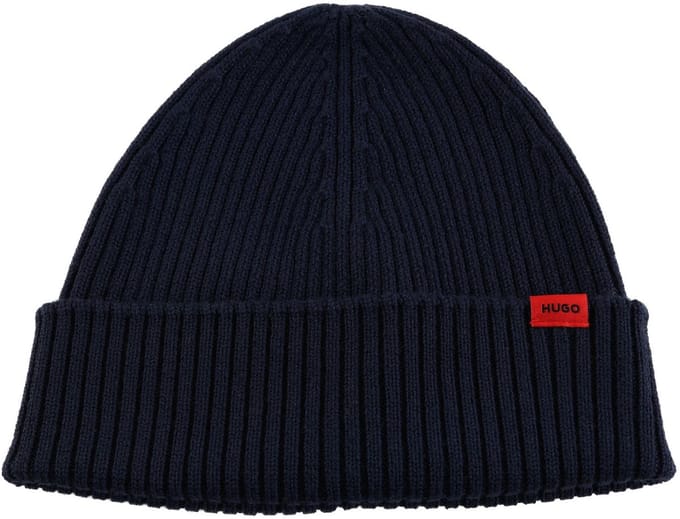 HUGO muts Xola Beanie Navy donkerblauw
