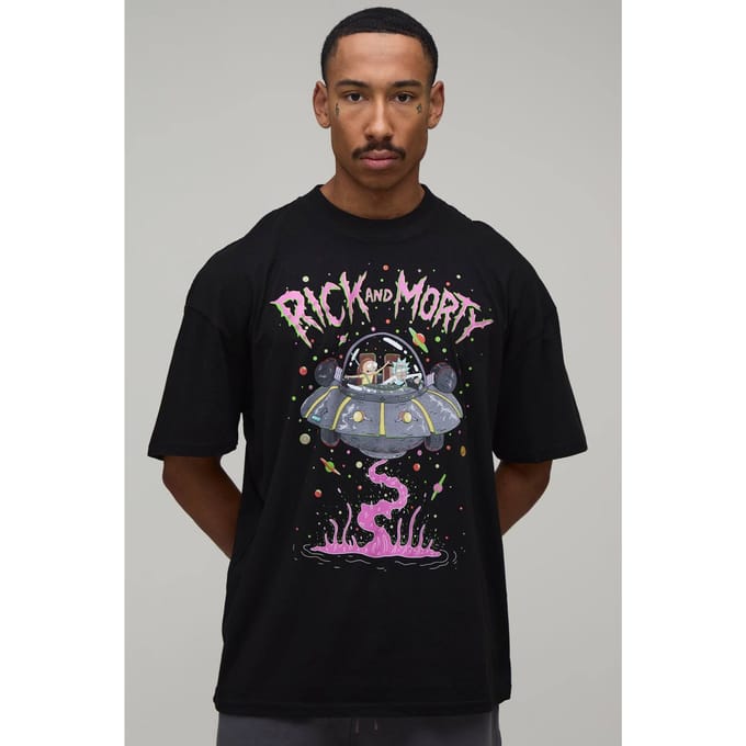 Oversized Rick & Morty Licentie Print T-shirt | Black | Size Medium