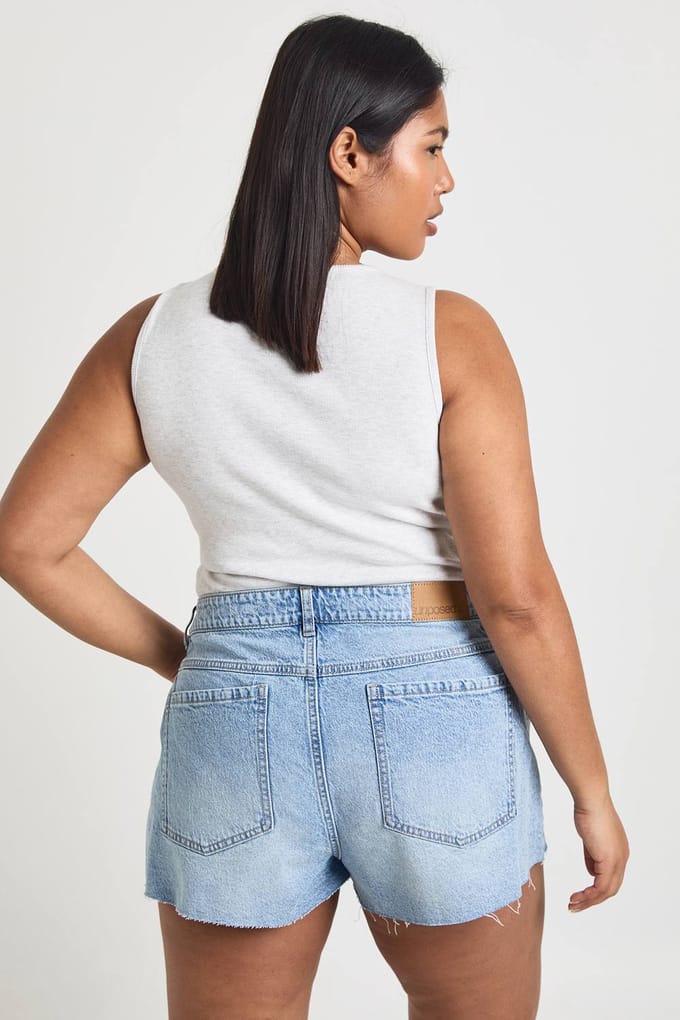 boohoo Dames Plus Flippy Denimshort met wijde pijpen | Licht Gebleekt | Maat: 44