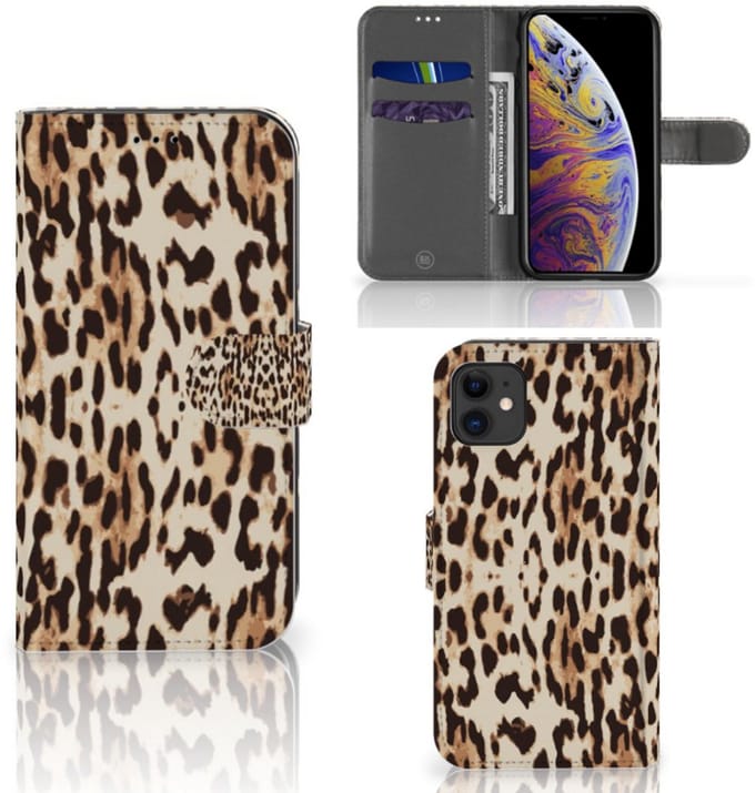 Apple iPhone 11 Telefoonhoesje met Pasjes Leopard