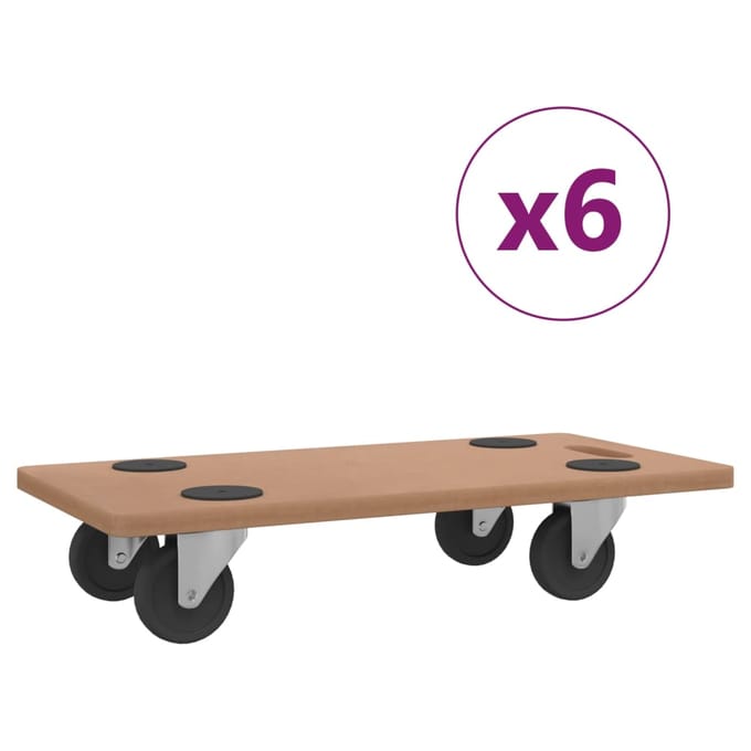 vidaXL - Meubelhondjes - 6 - st - rechthoekig - bewerkt - hout