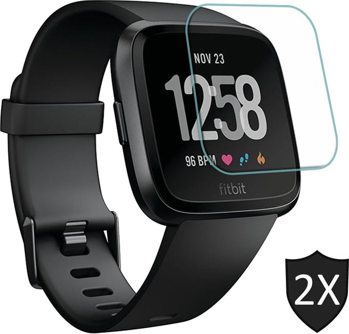 Screenprotector geschikt voor Fitbit Versa Lite - Tempered Glass Gehard Glas - 2 Stuks