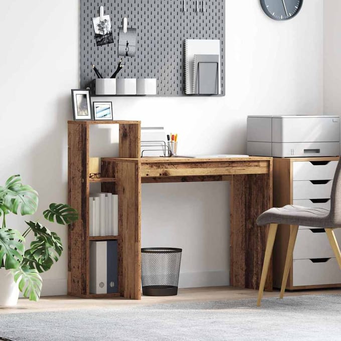 vidaXL - Bureau - Oud - Hout - Bewerkt - hout - 100 - x - 40 - x - 90 - cm