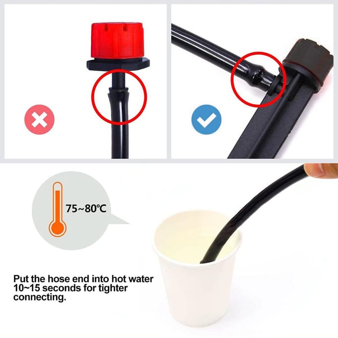 Druppelirrigatiekit Plantbewateringskit met Distributieslang Verstelbare Sproeiers Nevel black