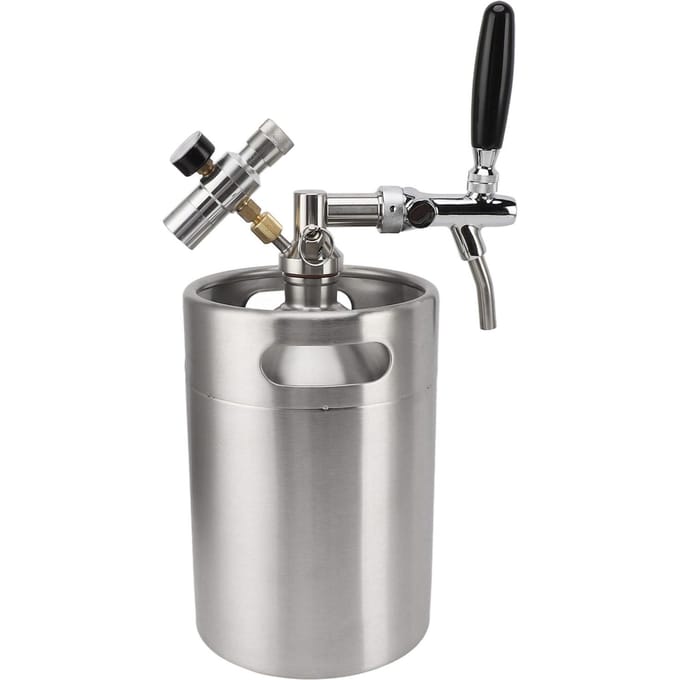 Mini Bierfust Growler 5L RVS Draagbaar Onder Druk Thuis Tap Systeem met 60PSI L gray