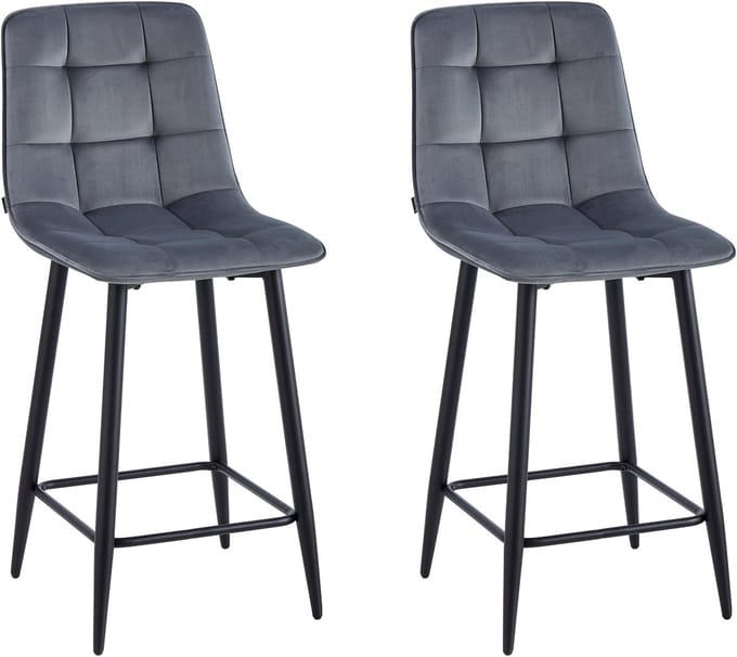 Colenis® - Luciano Barkruk - Set Van 2 - Grijs - Fluweel - Velvet - Design
