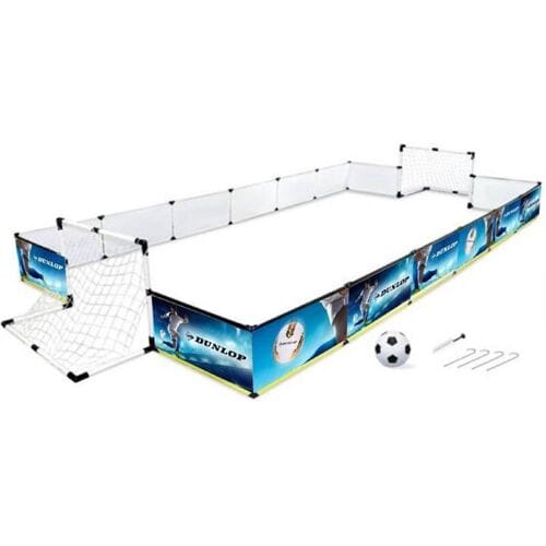 Dunlop Set Voetbal - Omheining, 2x Voetbaldoel, Voetbal en Pomp - 426 x 235 x 36 cm