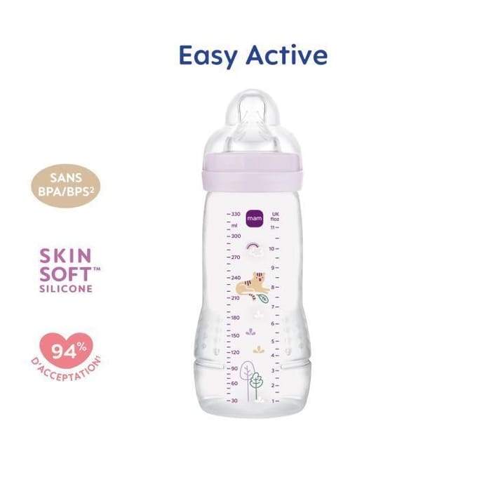 Fles - MAM BABY - Easy Active - +6 maanden - 330 ml - Speen flow X - Lila