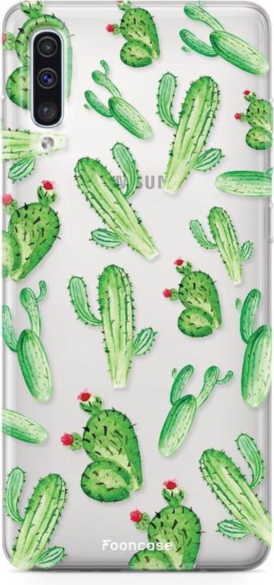 Fooncase Hoesje Geschikt voor Samsung Galaxy A50 - Shockproof Case - Back Cover / Soft Case - Cactus
