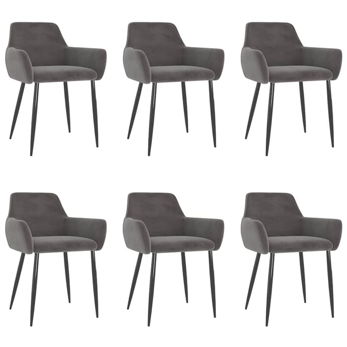 vidaXL Eetkamerstoelen 6 st fluweel donkergrijs