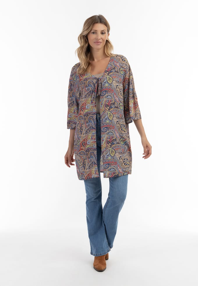 usha Kimono Dames Navy Veelkleurig