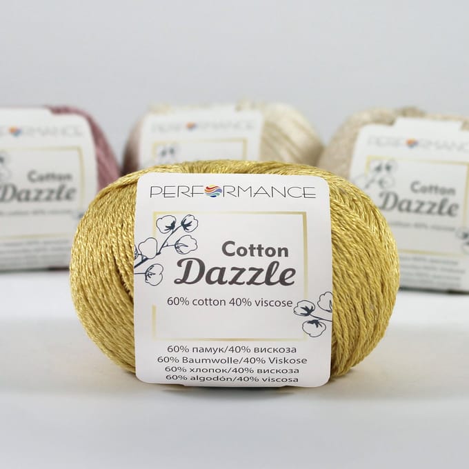 3 bollen Performance Cotton Dazzle 66 geel - katoen met viscose - glans haakkatoen