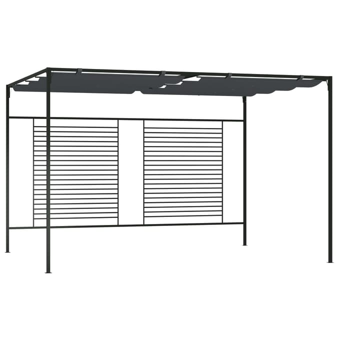 vidaXL - Prieel - met - uittrekbaar - dak - 180 - g/m² - 4x3x2,3 - m - antracietkleurig