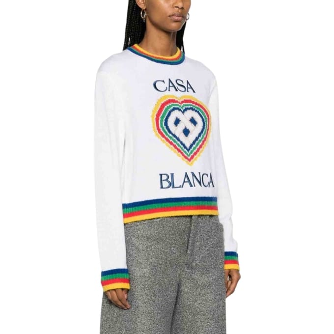 Casablanca Heart Casa Brand Trui Wit Gebreid