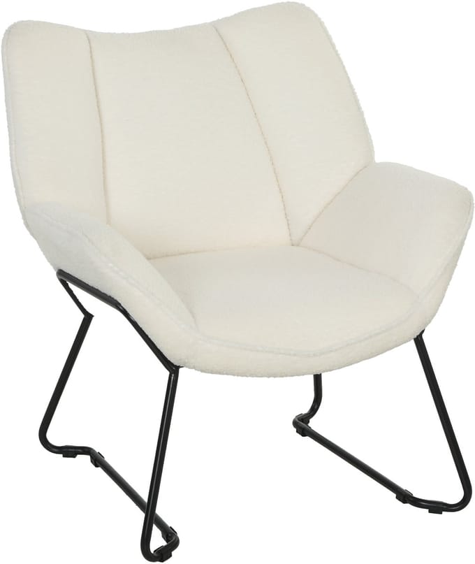 HOMCOM Accentstoel-Polyester, Origineel Schuim-73D x 71B x 81H cm-Wit