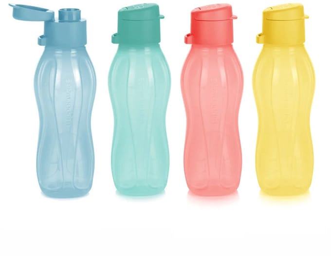 4 x Tupperware Ecofles Plus 310 ml met - set van 4 waterflesjes met sportdop