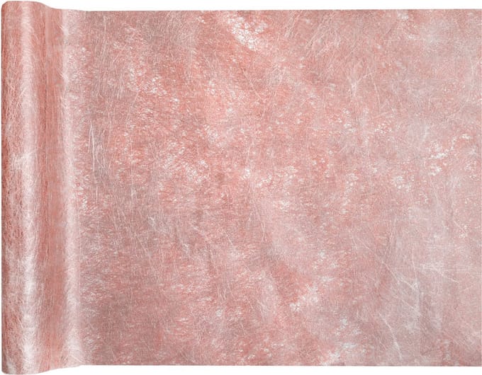 Santex Kerstdiner tafelloper op rol - 2x - metallic rose goud glans - 30 x 500 cm - polyester