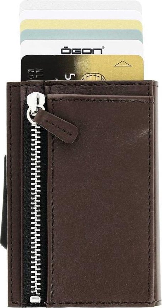 Ogon Designs Cascade Zipper Cardprotector met Muntgeldvak Bruin